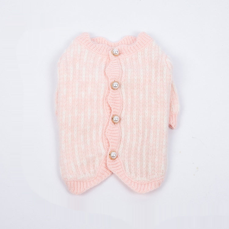 Autumn And Winter Pearl Sweater Cardigan Pet Clothes