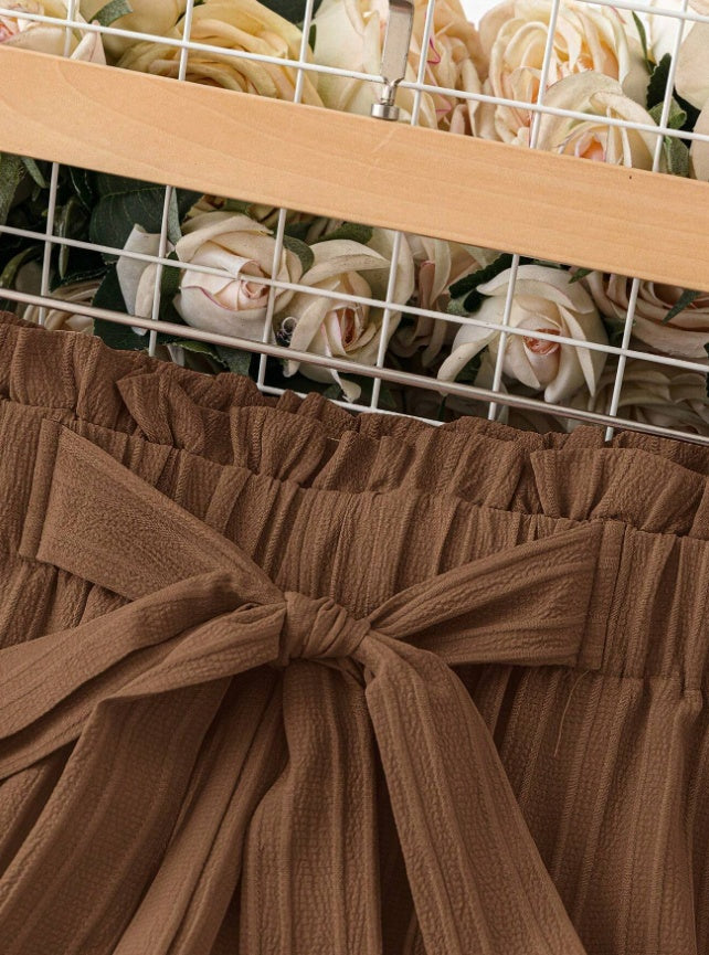 Women's Casual Solid Color Straight Wide-Leg Pants With Belt