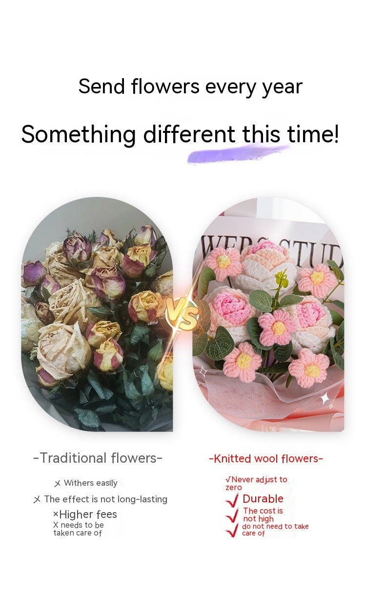 Teacher's Day Rose Hand-woven Bouquet Finished Gifts For Girlfriend Preserved Fresh Flower Dried Flowers