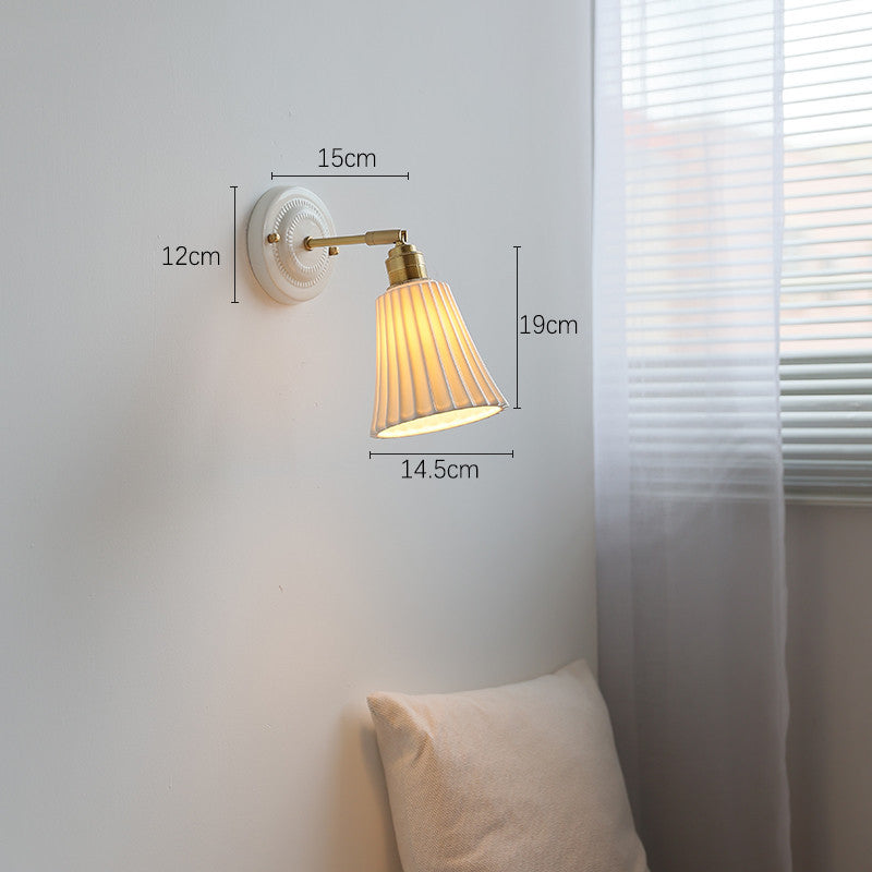 Ceramic Nordic Bedroom Bedside Full Copper Wall Lamp