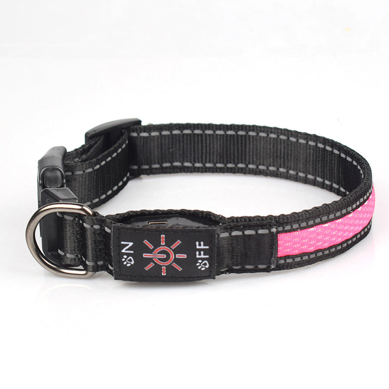 LED Luminous Nylon Mesh Pet Collar Type-c Charging Port Waterproof Dog