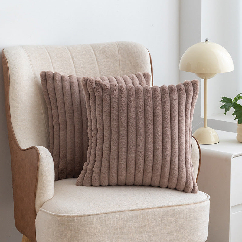 Nordic Light Luxury Faux Rabbit Fur Drawstring Pillowcase