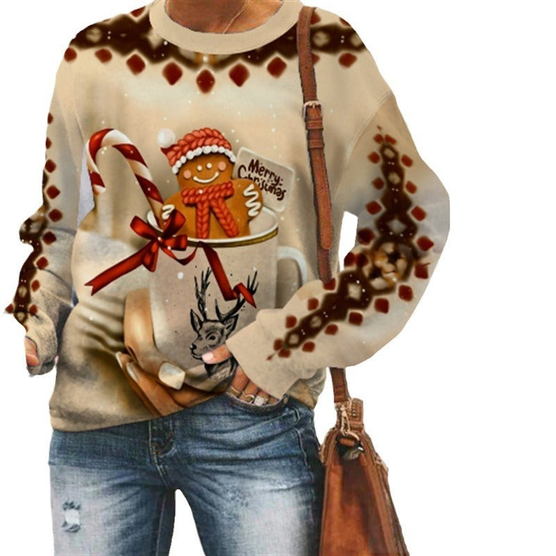 Christmas Snowman Christmas Loose Round Neck Casual Long Sleeve Sweatshirt