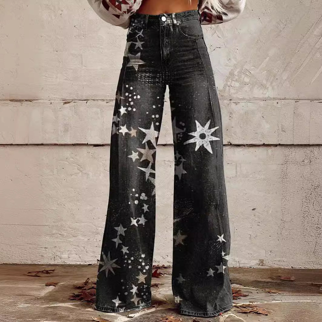 Women's Casual Pants Thin Imitation Jeans Wide Leg