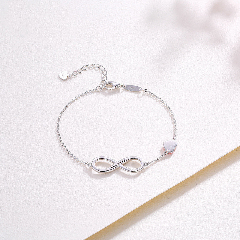 Sterling Silver Bracelet Women's Simple And Versatile Eternal Love