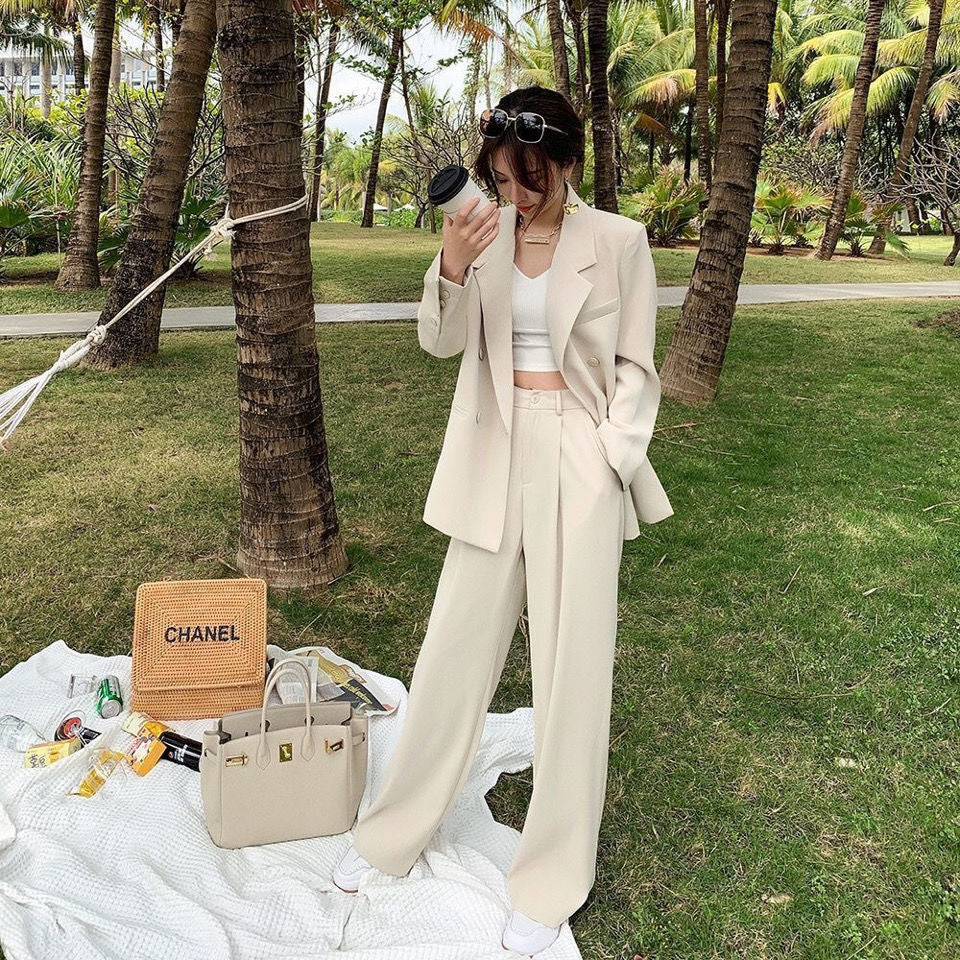 Small Suit Early Autumn High Waist Straight Slacks Suit