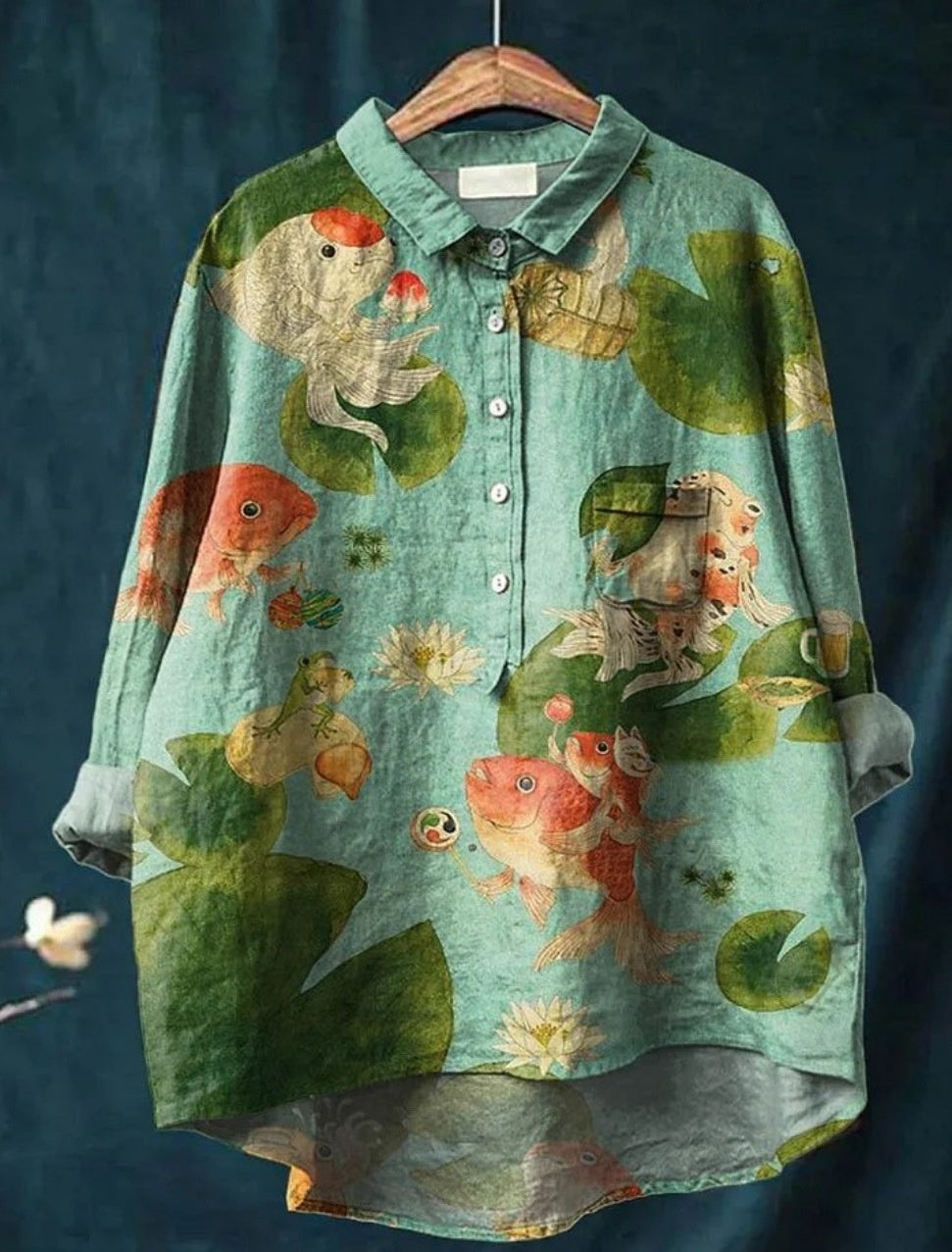 European And American Long Sleeve Shirt 5 Button Cardigan Hawaiian Style Shirt