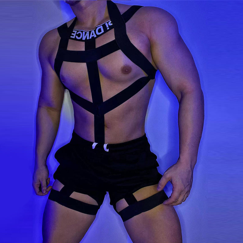 Elastic Strap Bodysuit Fluorescent Strap Performance Clothing