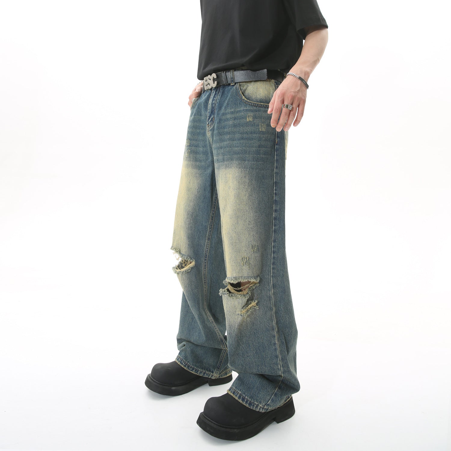 American Ripped Beggar High Street Loose Mop Jeans