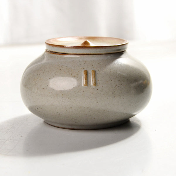 Round Retro Face Powder Sealed Ceramic Tea Pot