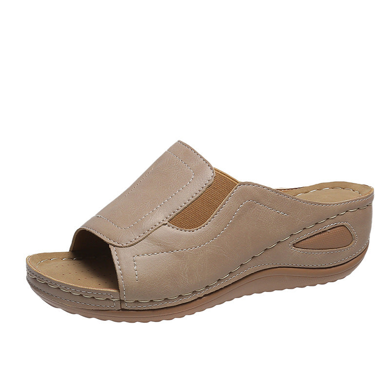 Open Toed Sloping Heel With Elastic And Tight Sole