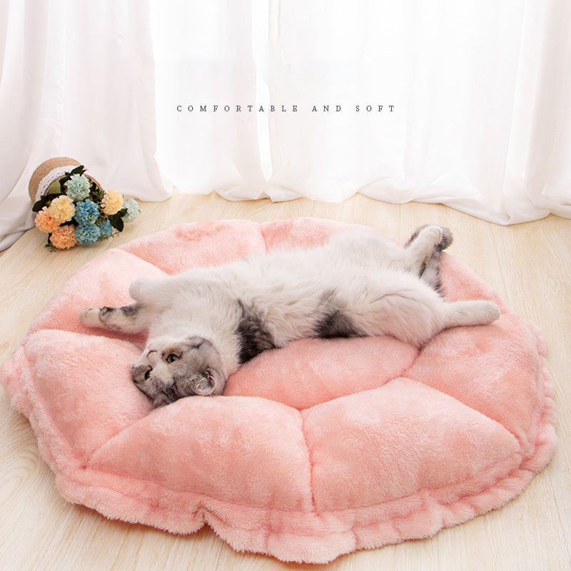 Cute Soft Nest Teddy Pomeranian Small Cat Sleeping Pad Blanket Pad Dog Kennel Flowers