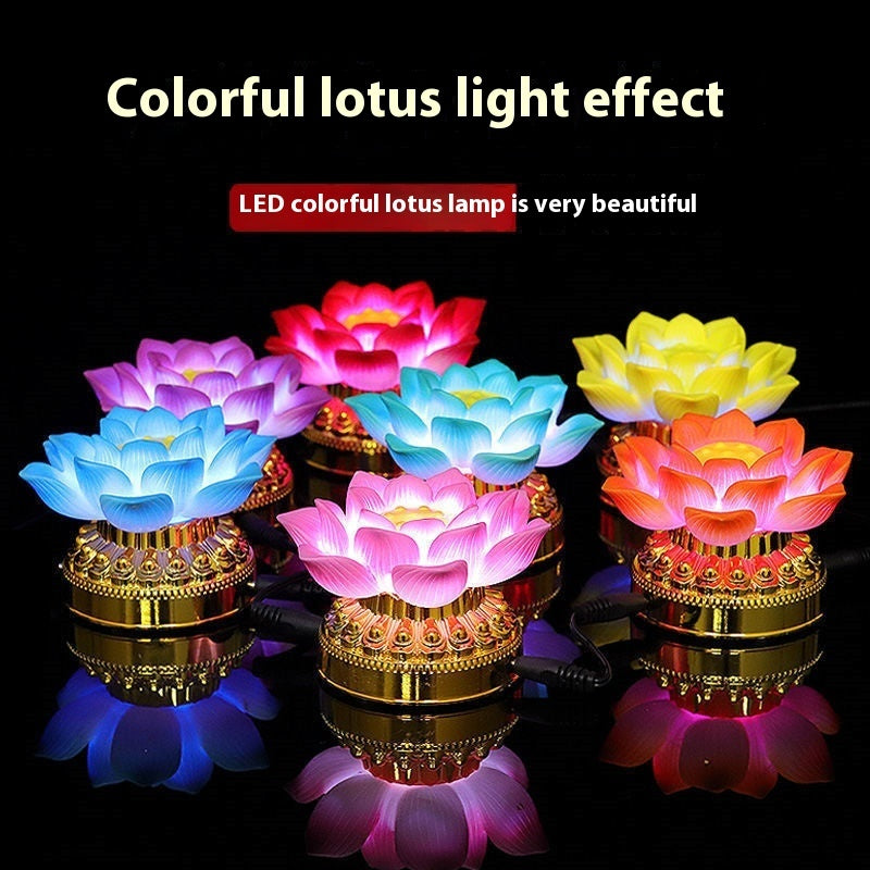 Shengmiole Colorful Lotus Lights Buddha Front Lantern