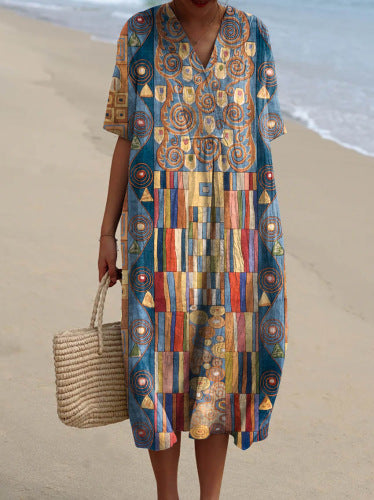 Long Sleeve Shirt Dress Women's Casual Floral