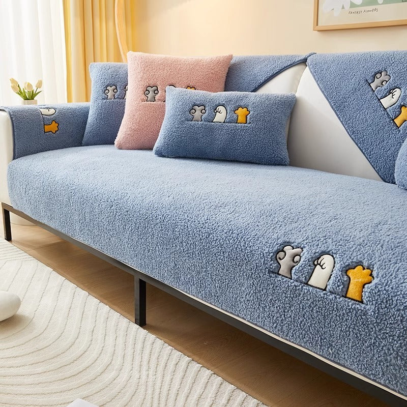 Non-slip Thick Lambskin Sofa Cushion