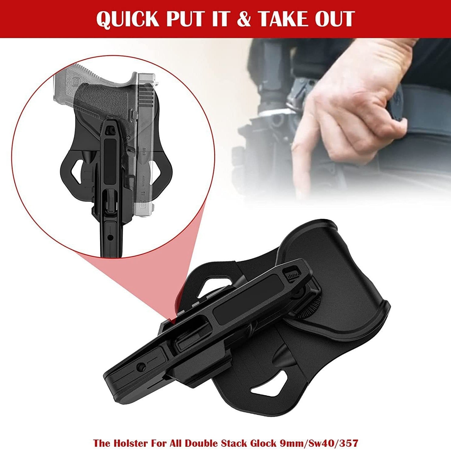 Suitable For 9mm SW40 357 Rail Gun Holster