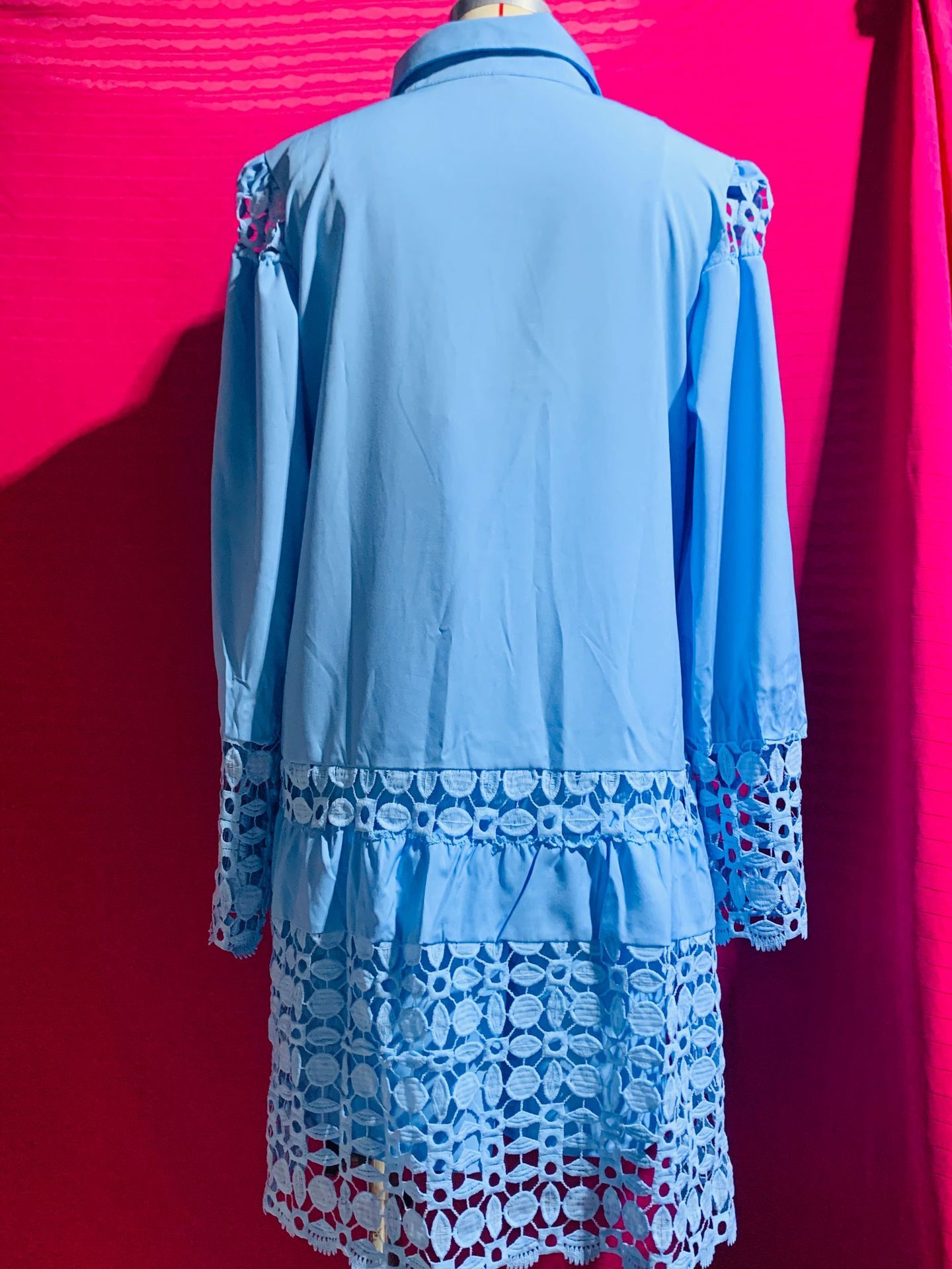 Lace Stitching Two-piece Suit Shirt Dress