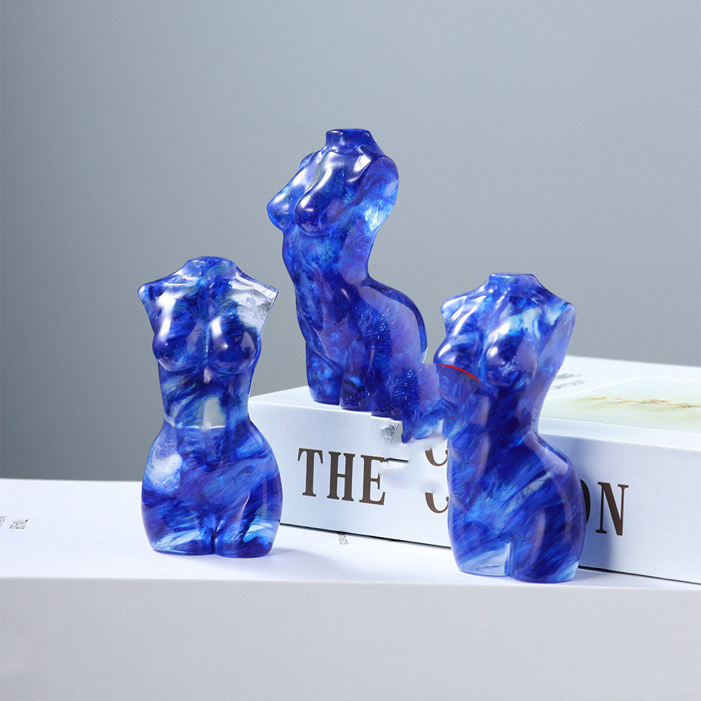 Blue Smelted Crystal Nude Torso Sculpture Ornaments