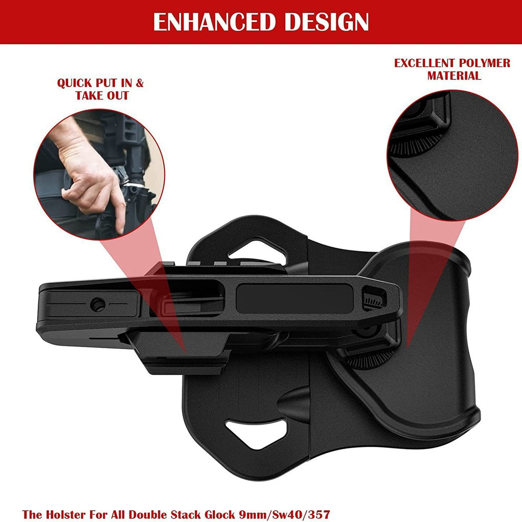 Suitable For 9mm SW40 357 Rail Gun Holster