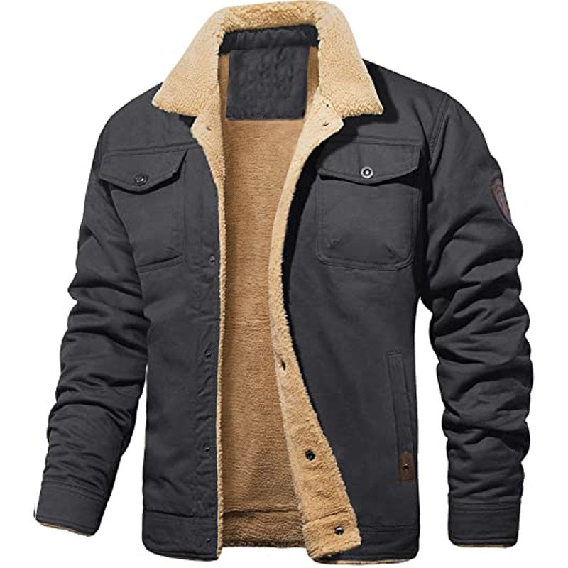 Men's European Lapel Military Multi-pocket Jacket Coat Cotton-padded Jacket Autumn And Winter