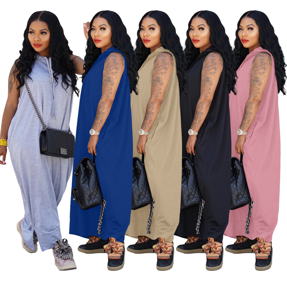 Women's Cape Sleeveless Pocket Loose Dress