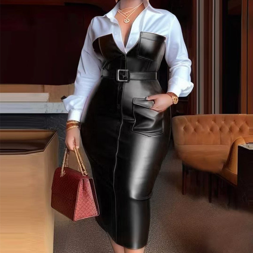 New Temperament Commute Stitching Contrasting-color Dress