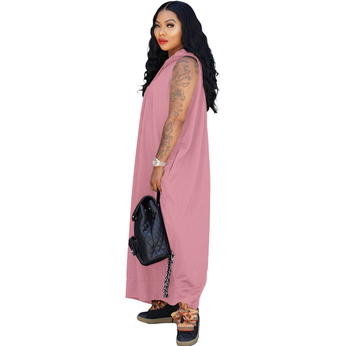 Women's Cape Sleeveless Pocket Loose Dress
