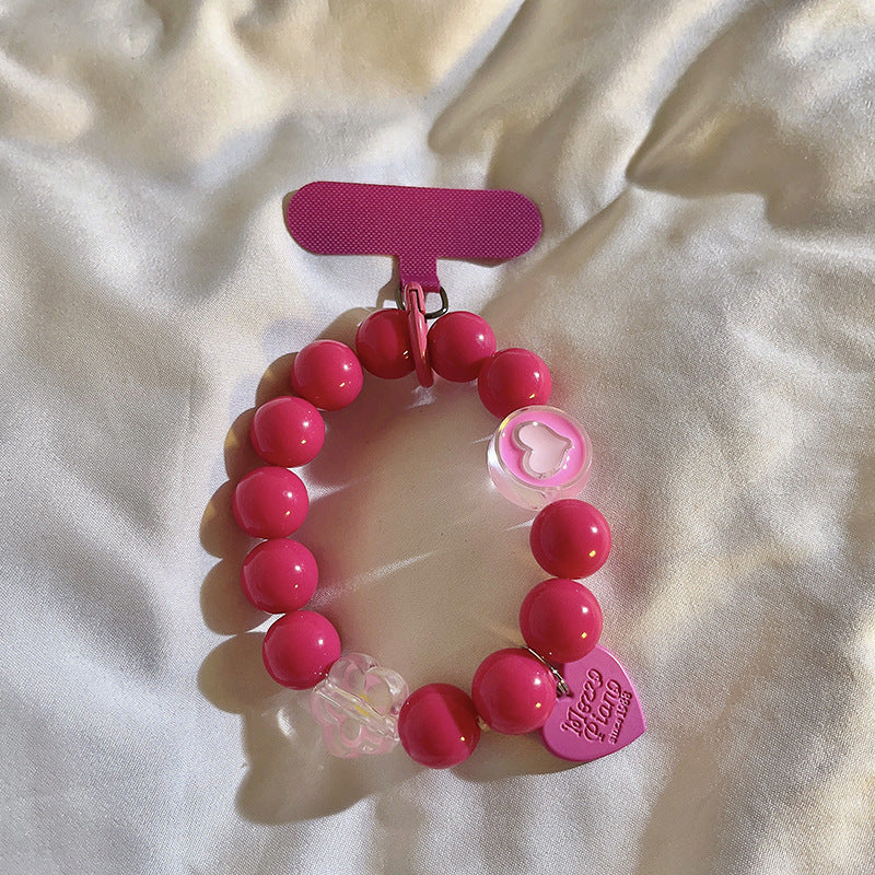 Beads Solid Color Bracelet Phone Case Pendant