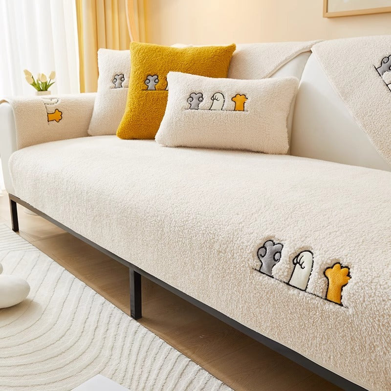 Non-slip Thick Lambskin Sofa Cushion