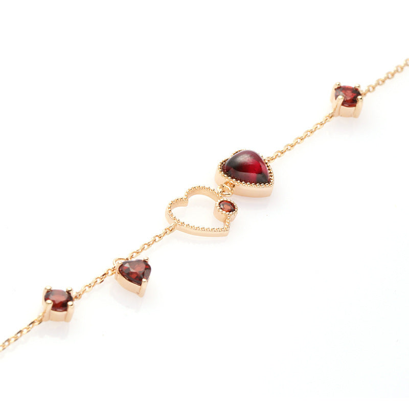 Ladies New Red Pomegranate Heart Bracelet