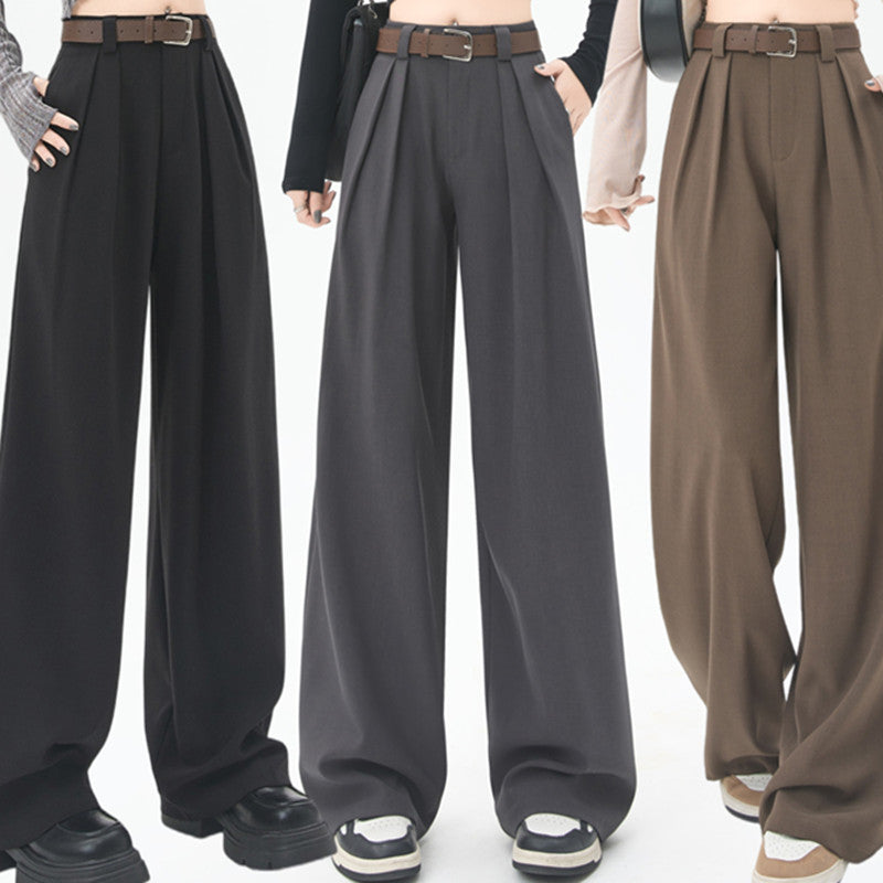 Gray Suit Pants Women's Straight Loose