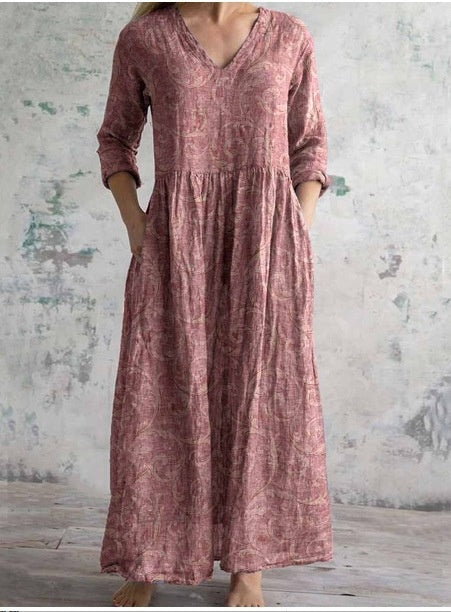 Loose Fashion Premium V-neck Print Dress