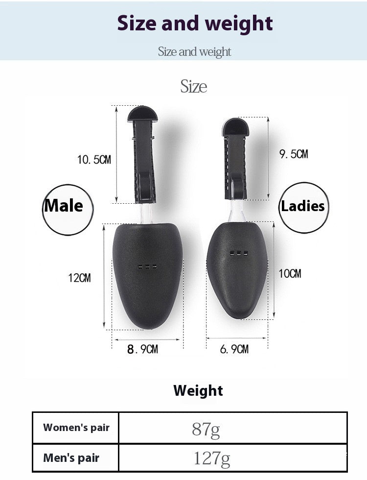 Black Adjustable Anti-wrinkle Plastic Shoe Stretcher