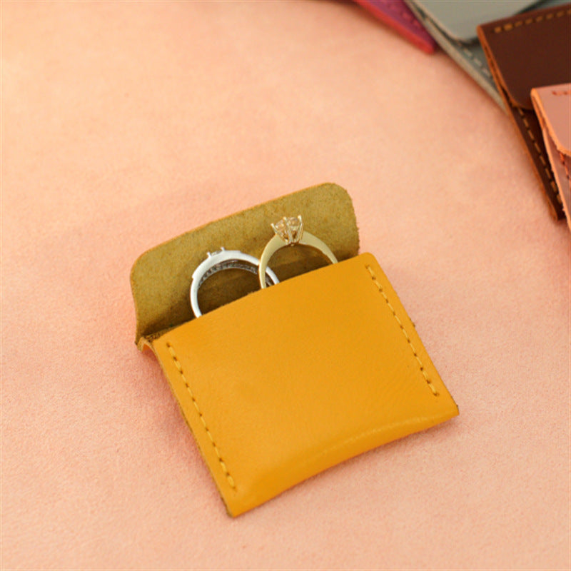 Leather Ring Box Travel Diamond Ring Storage Bag