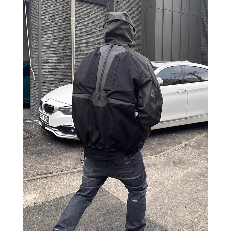 Men's Black And Gray Panel Coat