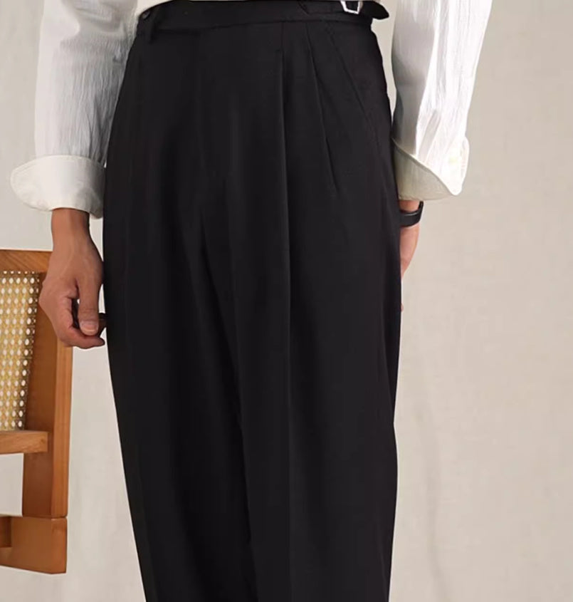 Italian Naples Suit Pants Man Pair Twill Straight Loose Casual Pants