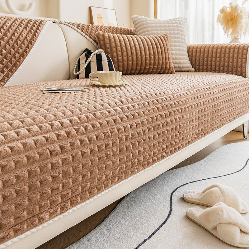Thickened Flannel Sofa Cushion 2024 Winter Thickened Sitting Non-slip Sofa Cover Plush Cover Towel