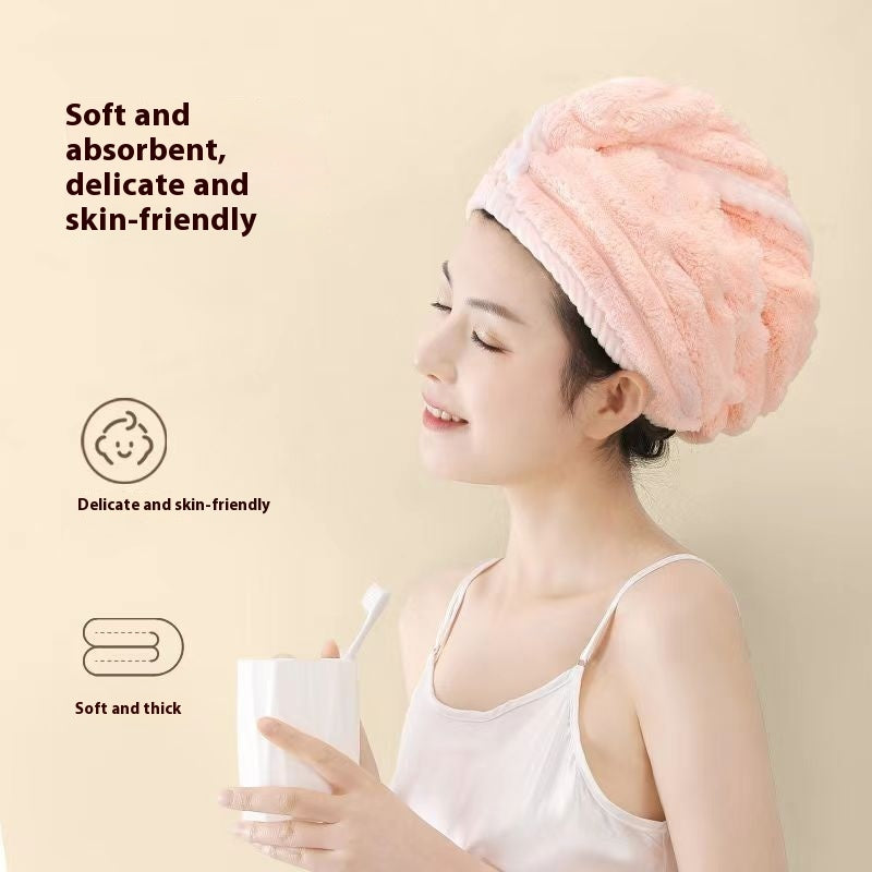 Wave Pattern Hair-drying Cap Towel Thick Soft And Strong