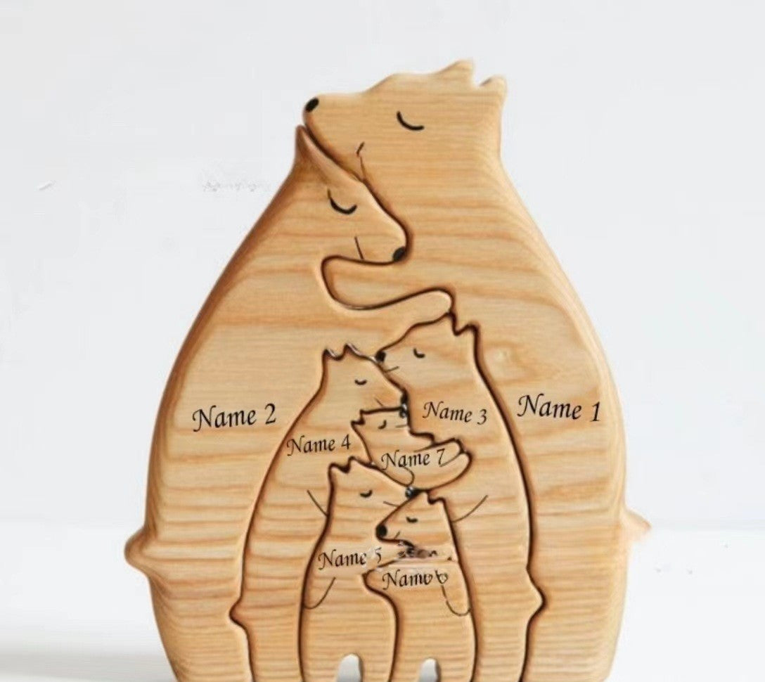 Wooden Puzzle Mother And Son Bear Set Handicraft Ornaments