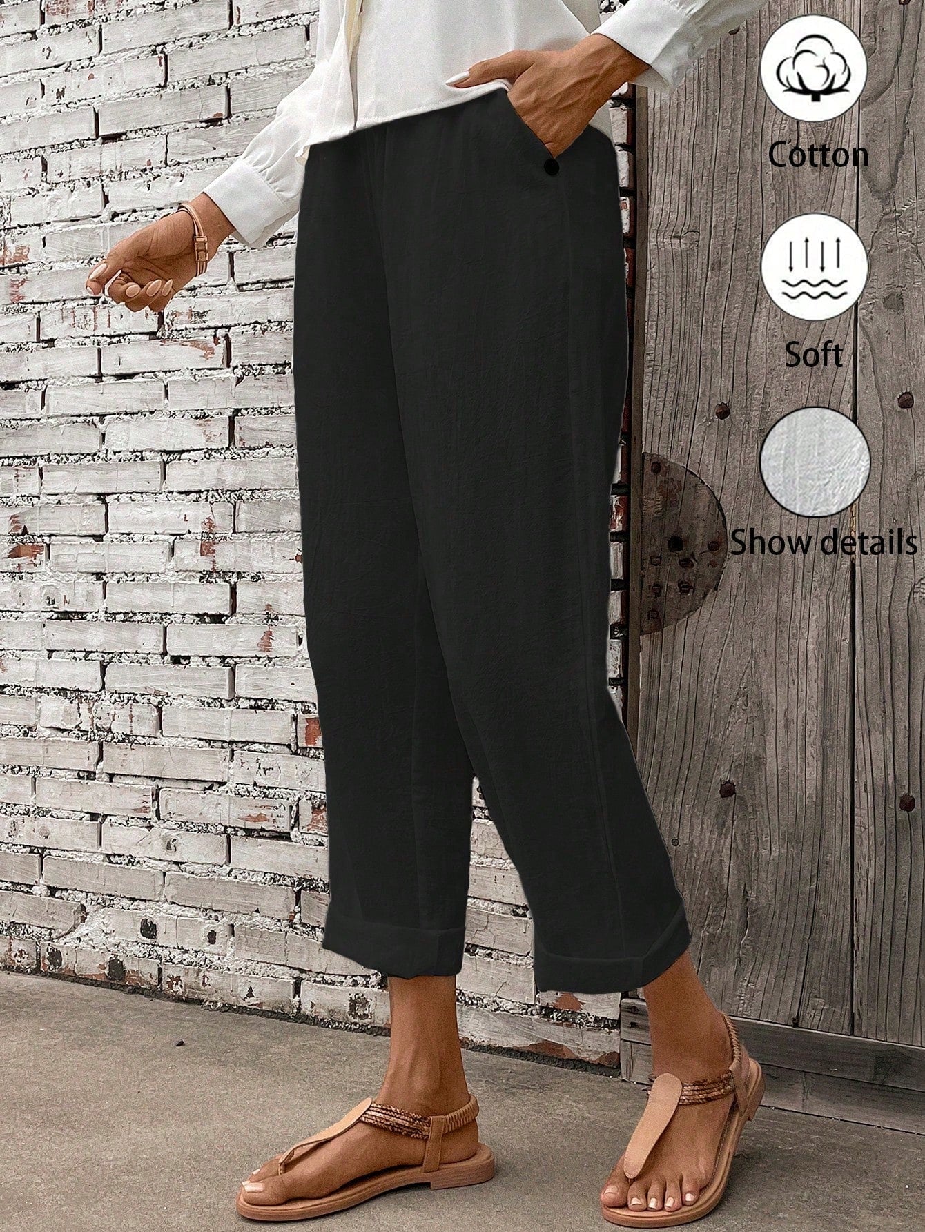 Women's Elastic Waist Wide-Leg Pants