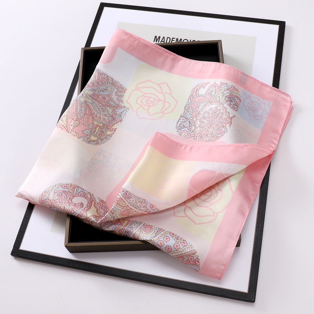 Small Square Towel Silk Scarf Retro Three-dimensional Letter Printing Ladies New