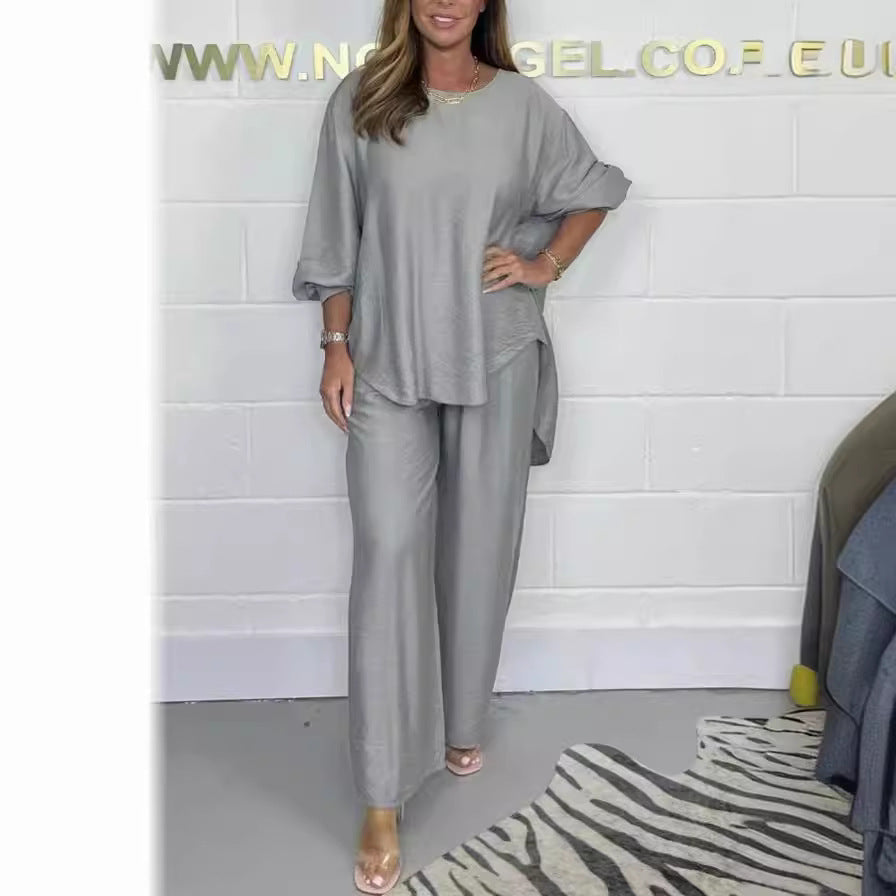 Acetate Satin Long Wide-leg Pants Dovetail Suit