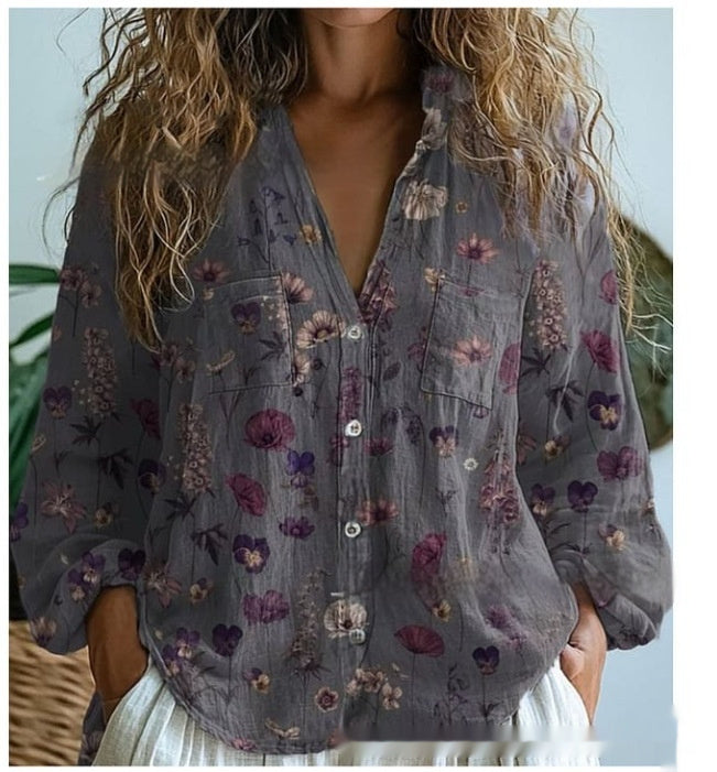 3D Printed Abstract Pattern Women's Long-sleeved Blouse