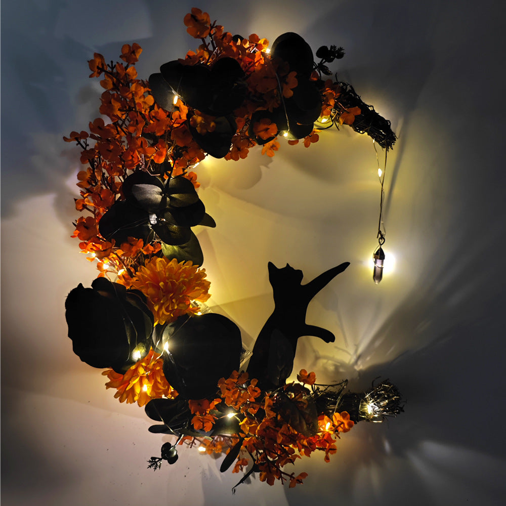 Halloween Moon Cat Garland Ornaments