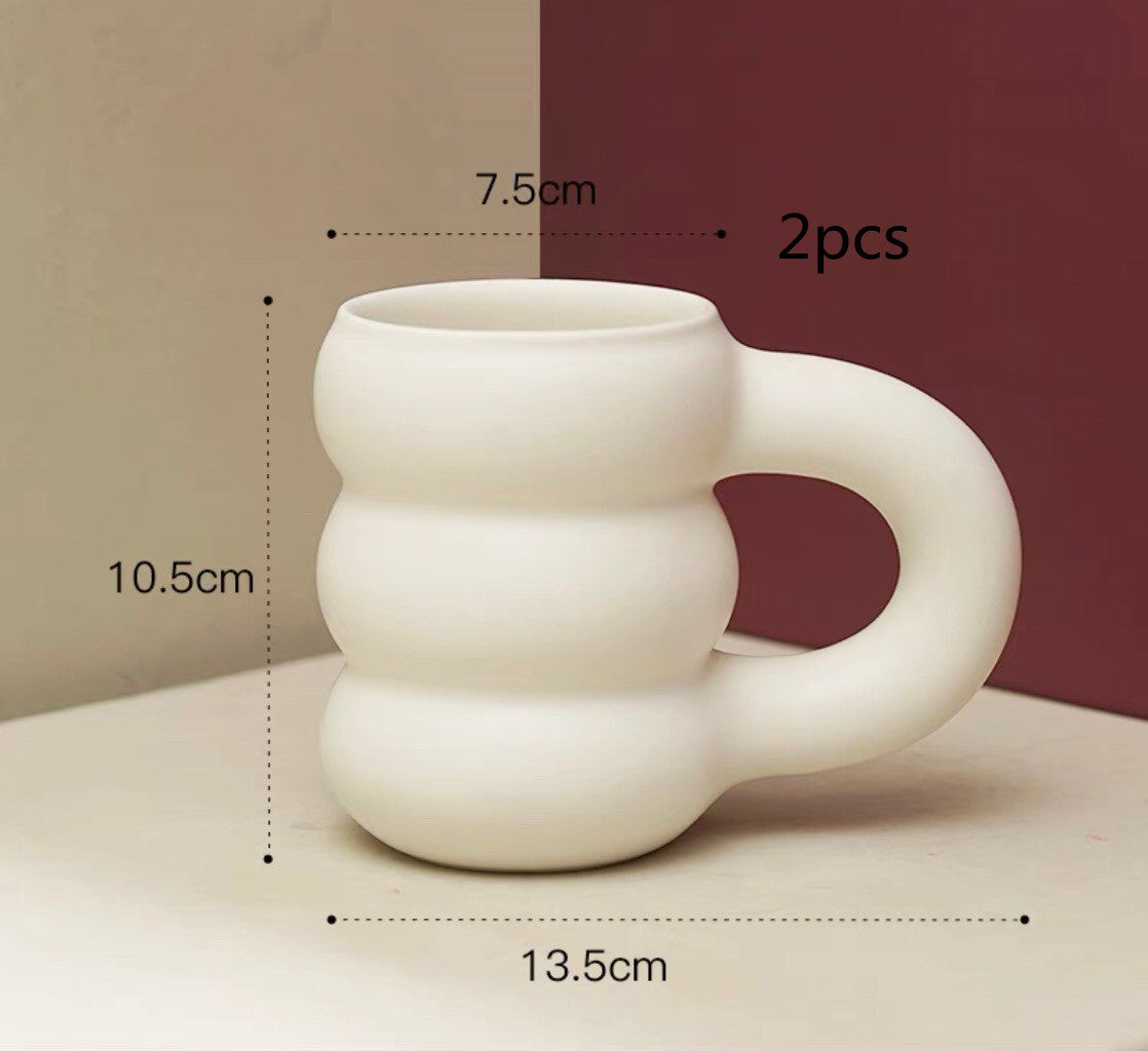 Net Red Water Cup Ceramic Mug Nordic Ins Wind Tire Mug Thick Handle High-Value Mark Mug Home