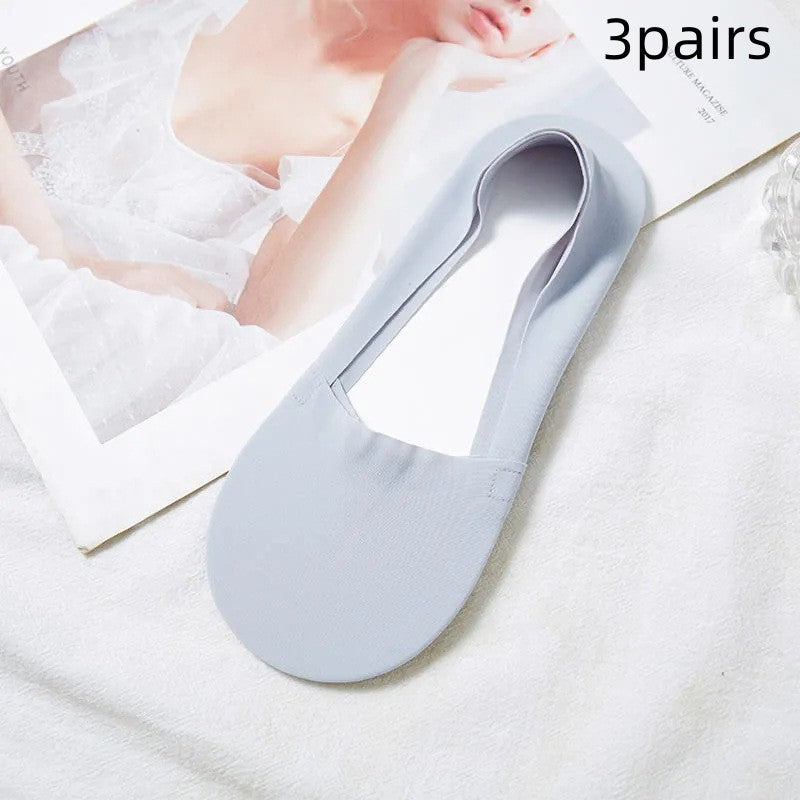 Ice Silk Socks Women's Boat Socks Summer Thin Cotton Bottom