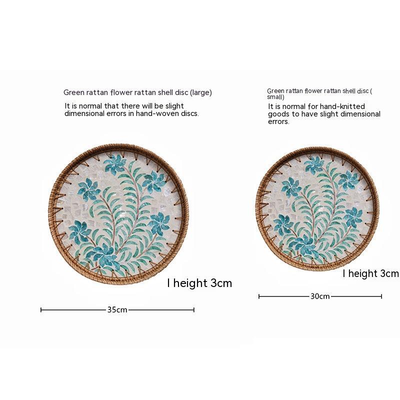 Southeast Asia Handmade Rattan Shell Round Fruit Basket Dining Tray Fresh Desktop Tray Vietnam