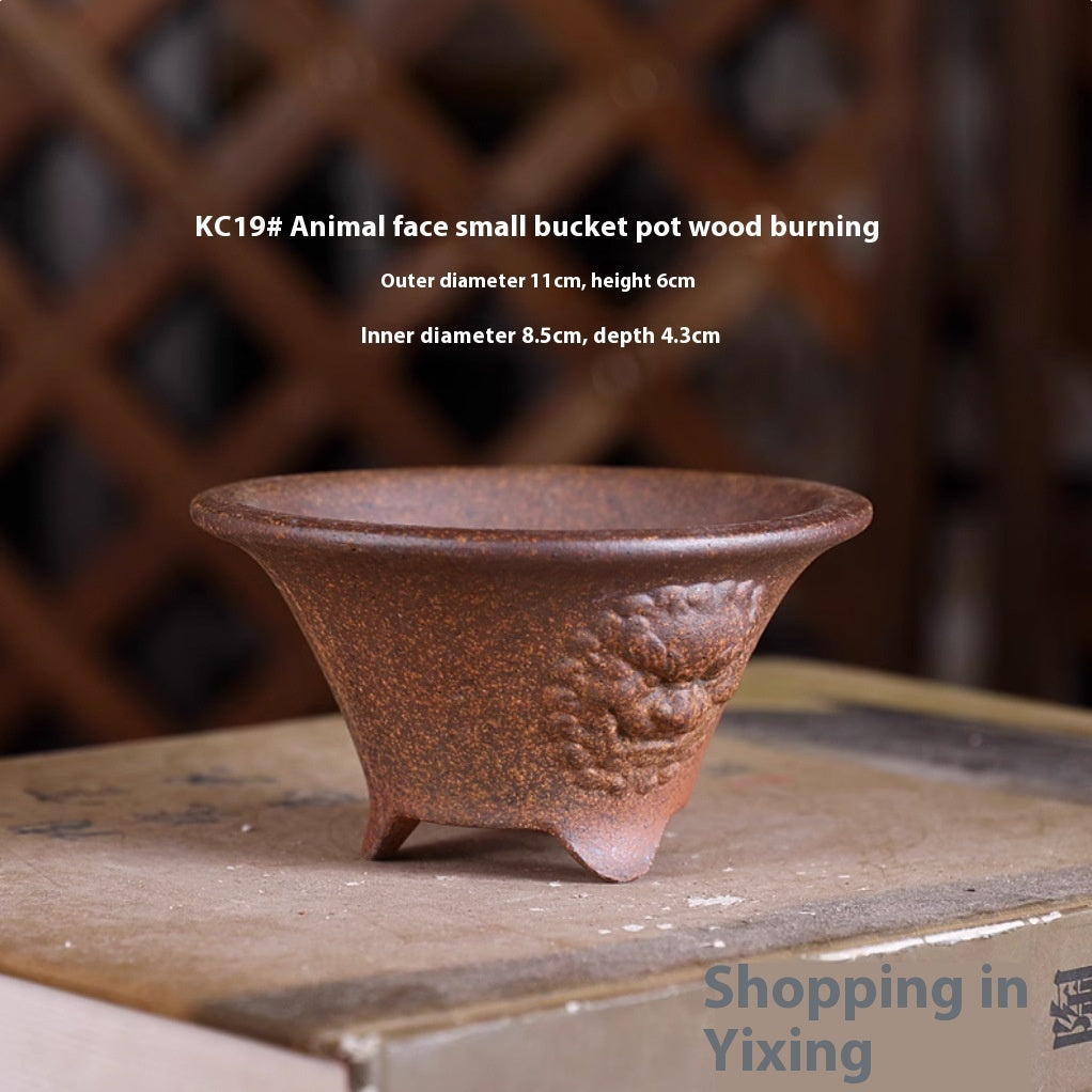 Purple Sand Flower Pot Handmade Miniature Desktop Pot