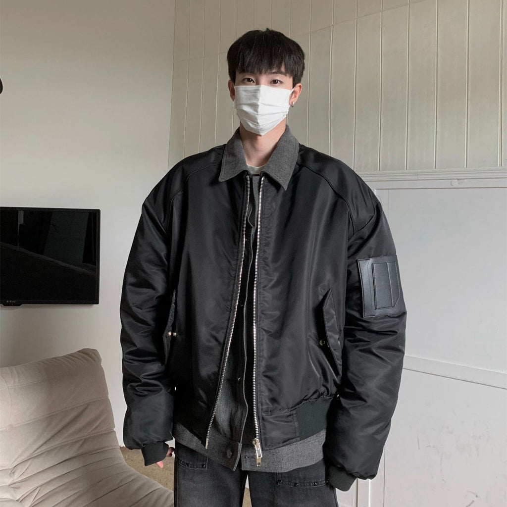 Winter High-grade Denim Stitching Two-piece Pilot Jacket