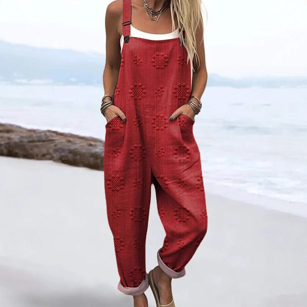 Women's Vintage Print Jumpsuit Loose Sleeveless Design Sexy
